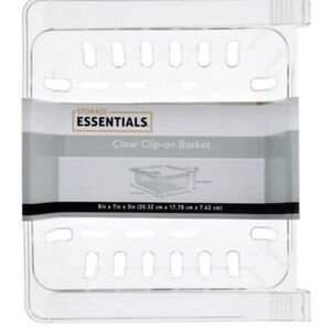 New Lot of 2 Storage Essentials Clear Clip On Baskets